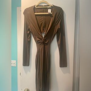 LF Olive Green long sleeve cut out dress | rumor boutique